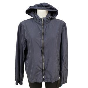 GIEVES & HAWKES WOMEN’s HOODED lightweight‎ Silk basic jacket navy sz medium